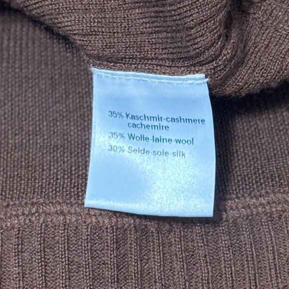 AKRIS PUNTO Cashmere Sweater Women's Size 6 Brown Long Sleeve Ribbed Wool Silk - Picture 7 of 8